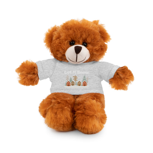 Christmas Plush Toy with "Let It Snow" Tee - Soft Cuddly Gift for Kids