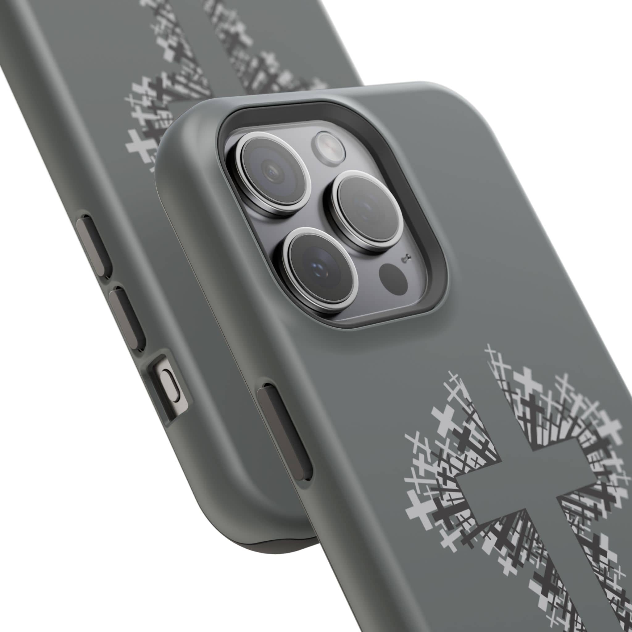 iPhone Case Magnetic Impact Resistant Cross Design Dark Grey