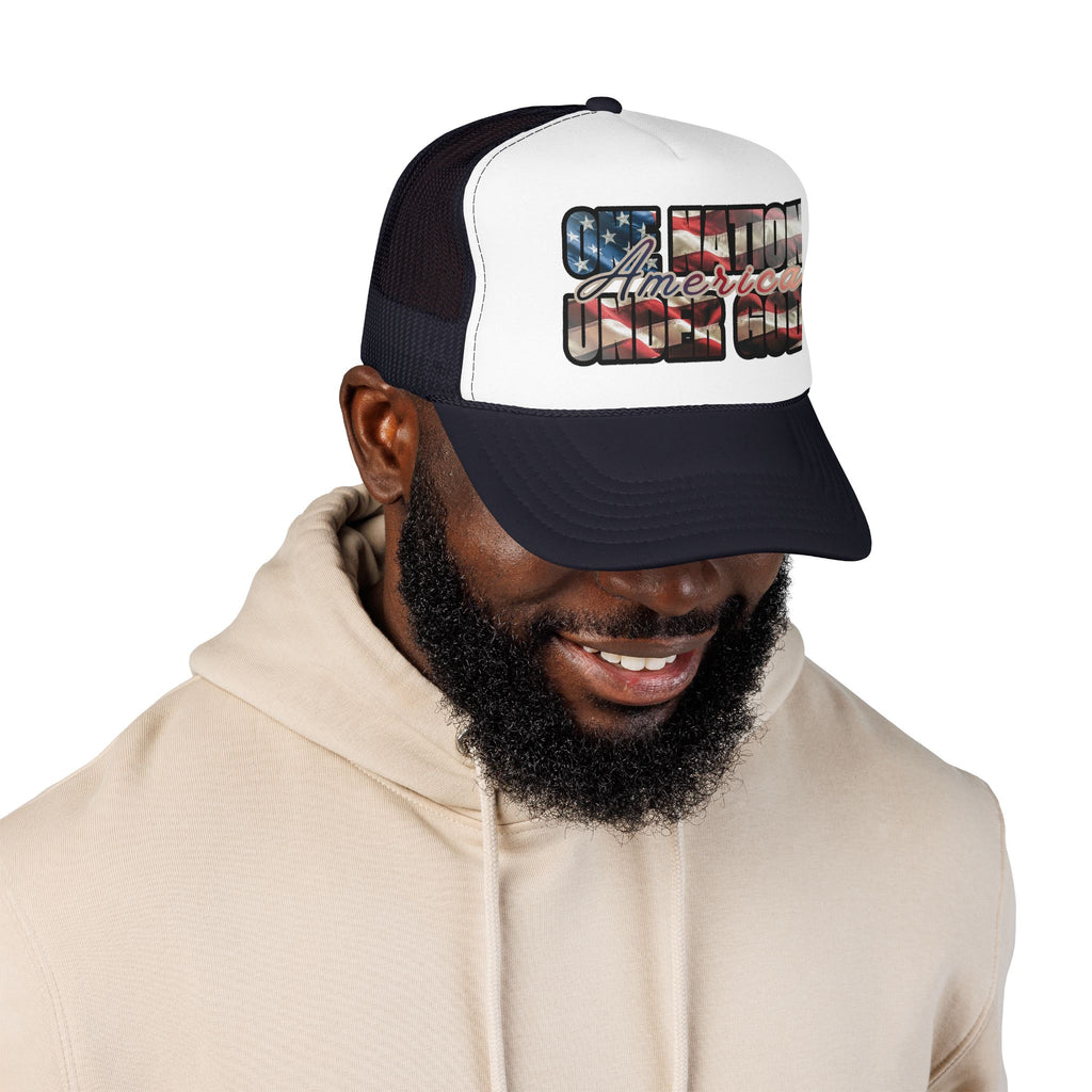 American "One Nation Under God" Distressed Flag Trucker Hat