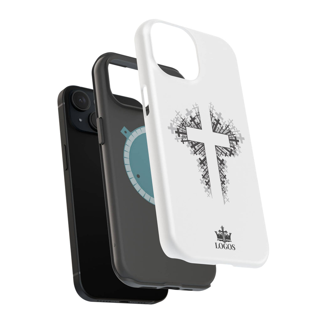 Cross Design Magnetic Impact Resistant Phone Case White