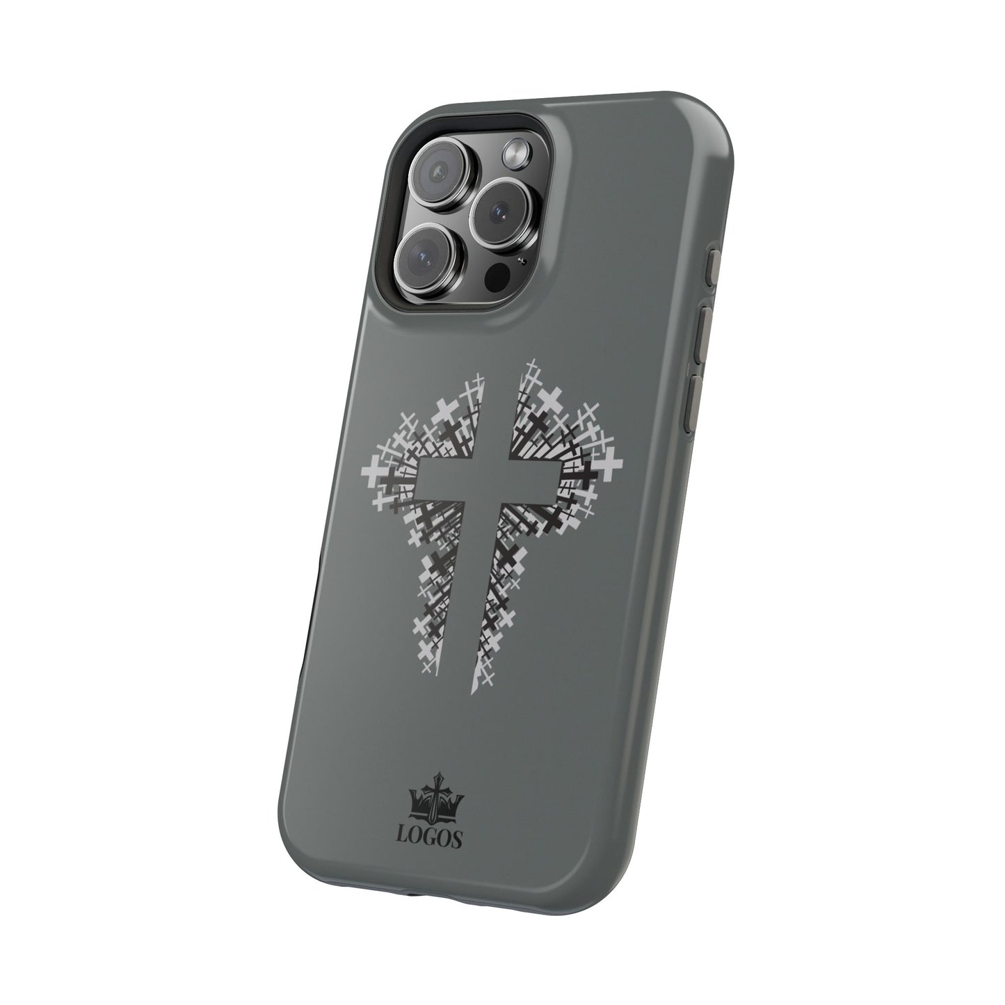 iPhone Case Magnetic Impact Resistant Cross Design Dark Grey