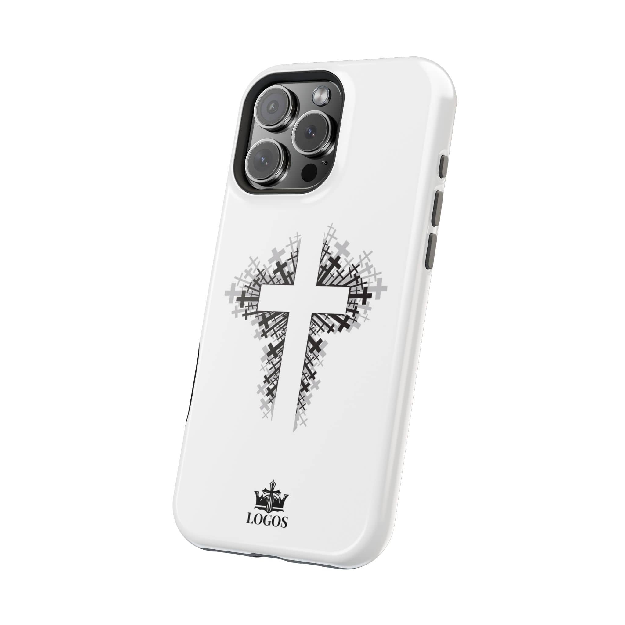 Cross Design Magnetic Impact Resistant Phone Case White