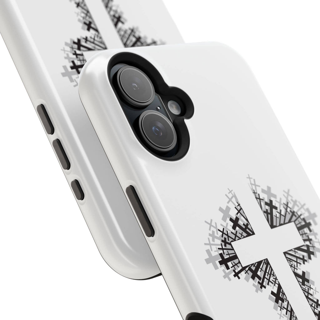 Cross Design Magnetic Impact Resistant Phone Case White