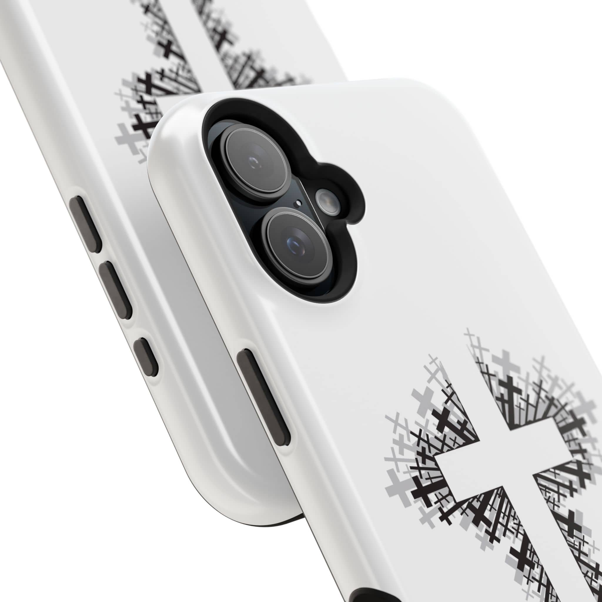 Cross Design Magnetic Impact Resistant Phone Case White