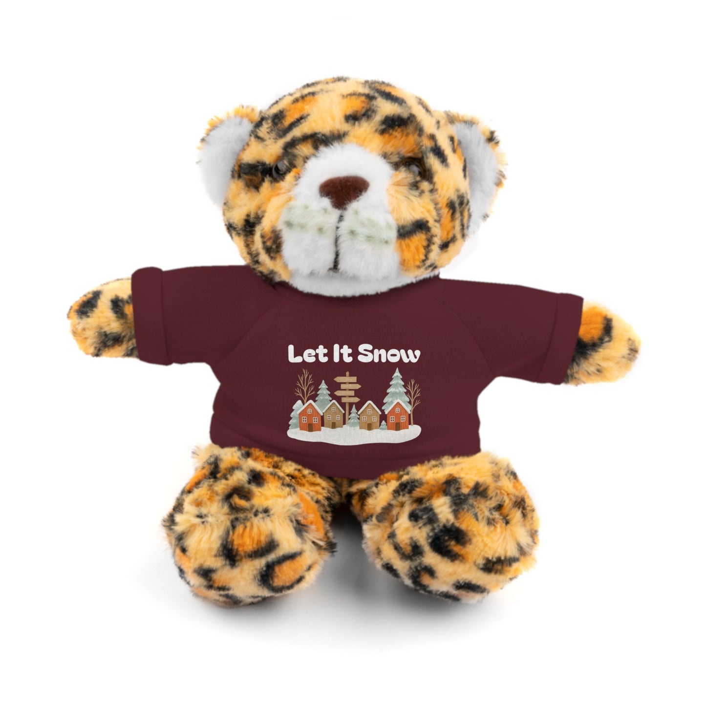 Christmas Plush Toy with "Let It Snow" Tee - Soft Cuddly Gift for Kids