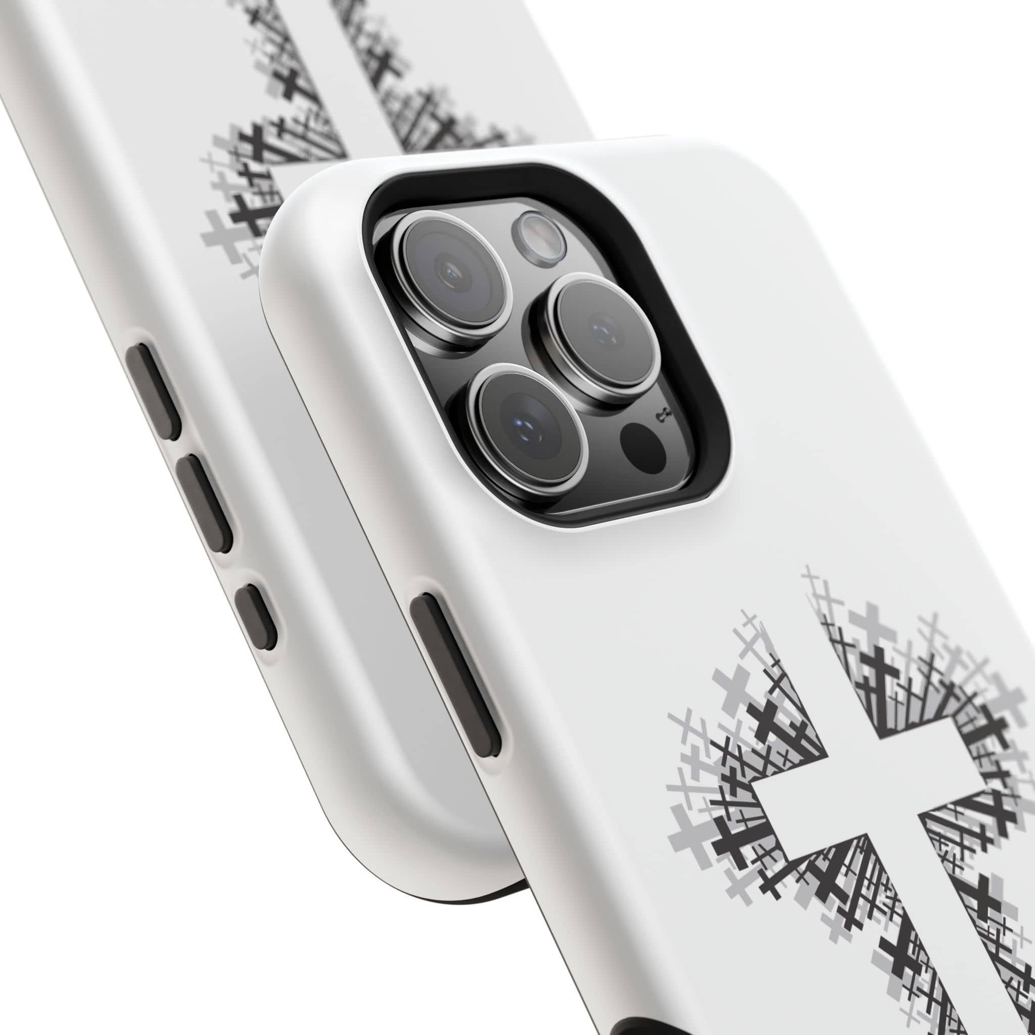 Cross Design Magnetic Impact Resistant Phone Case White