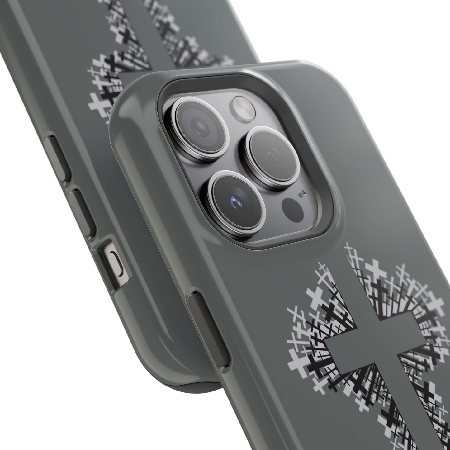 iPhone Case Magnetic Impact Resistant Cross Design Dark Grey