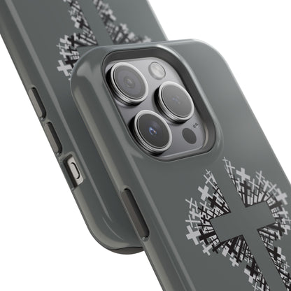 iPhone Case Magnetic Impact Resistant Cross Design Dark Grey