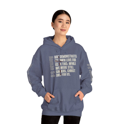 Romans 5:8 Christian Scripture Hoodie