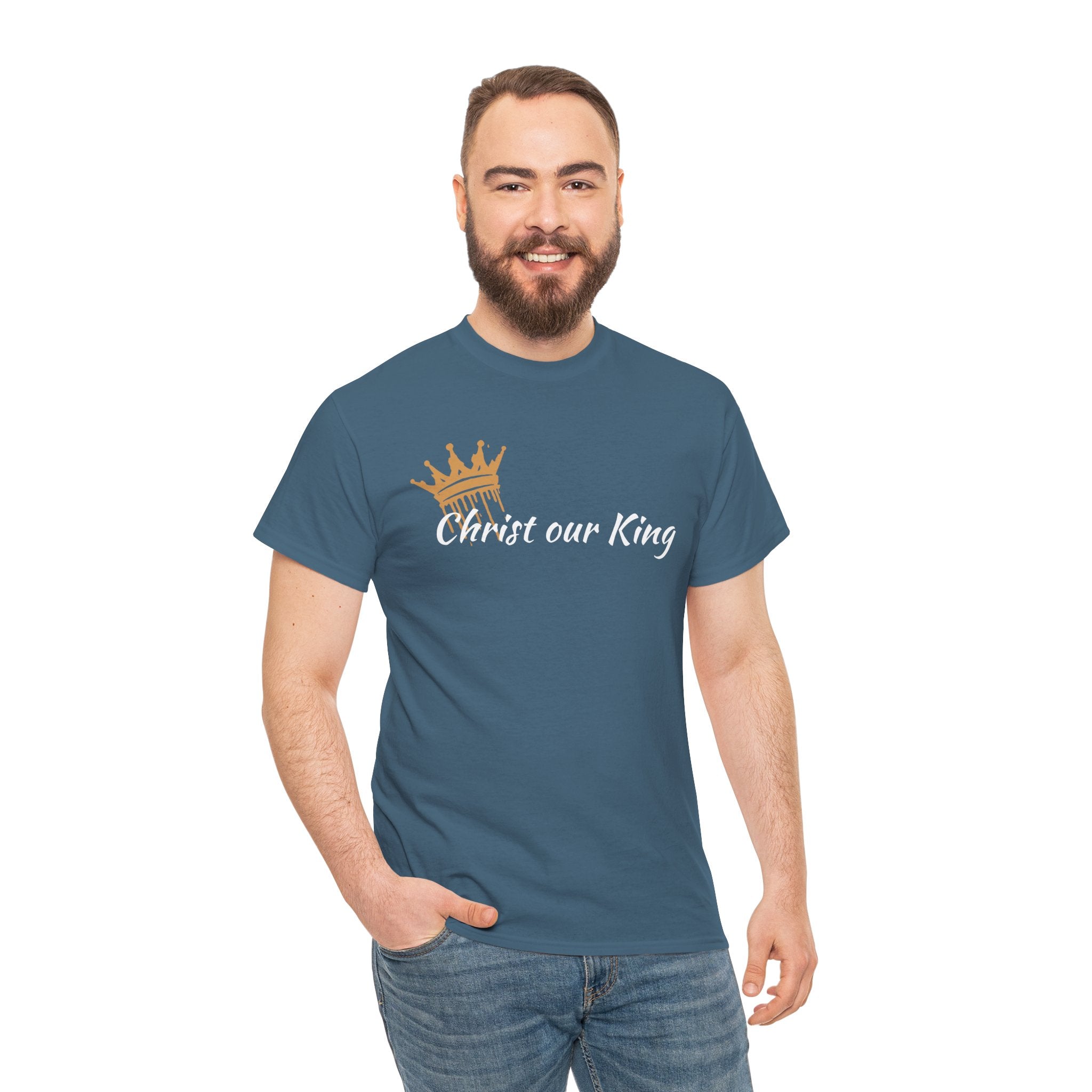 "Christ Our King" Matthew 28:18 Heavy Cotton Shirt