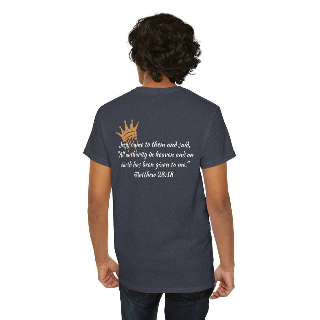"Christ Our King" Matthew 28:18 Heavy Cotton Shirt