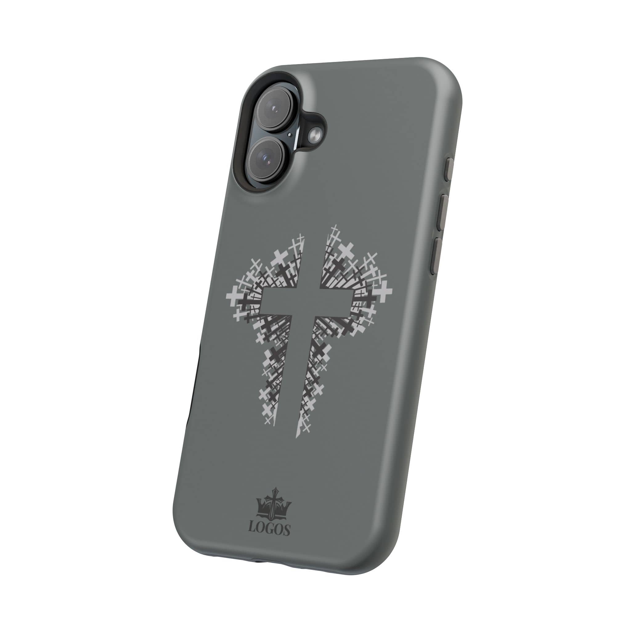iPhone Case Magnetic Impact Resistant Cross Design Dark Grey