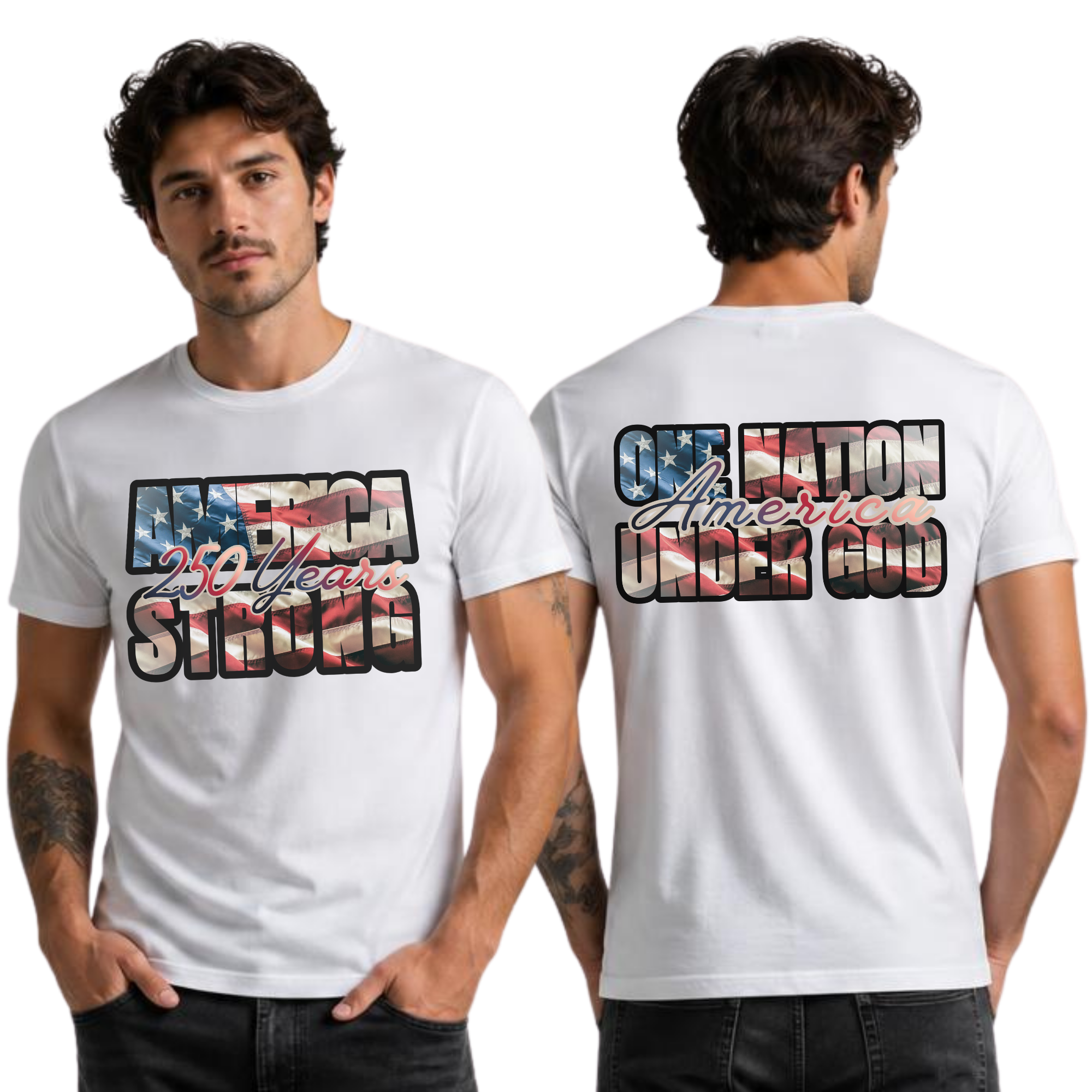 America 250 Years Strong T-Shirt — Patriotic USA Flag Anniversary Tee