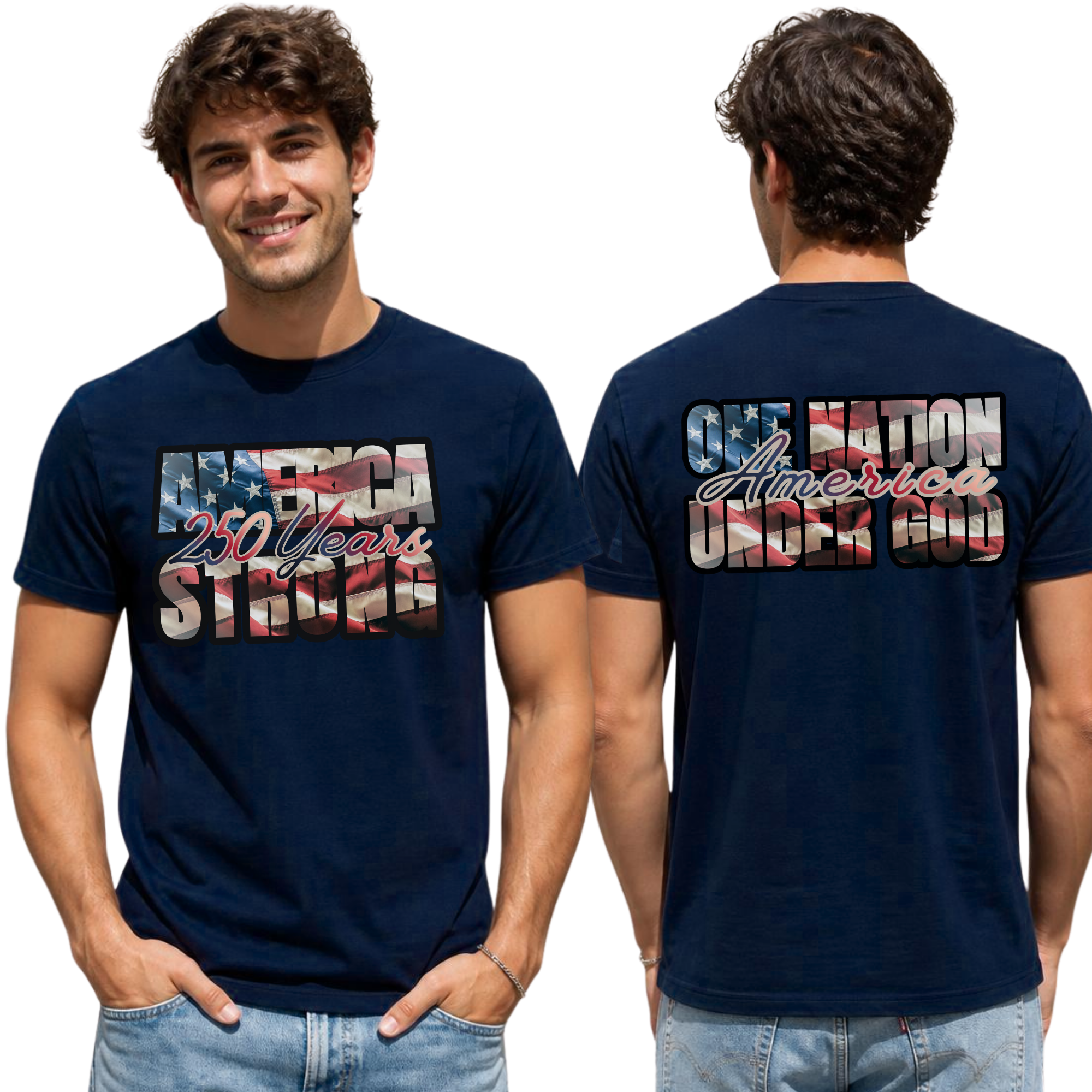 America 250 Years Strong T-Shirt — Patriotic USA Flag Anniversary Tee