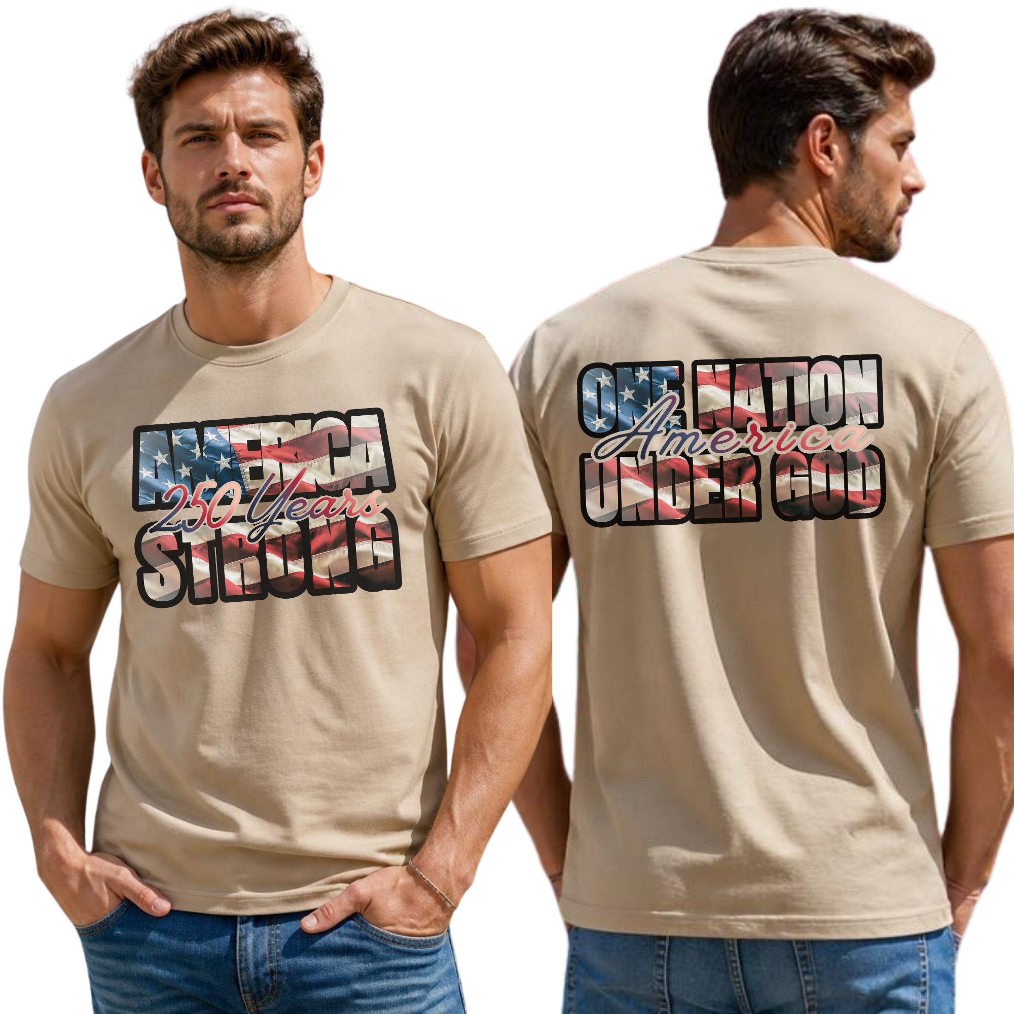 America 250 Years Strong T-Shirt — Patriotic USA Flag Anniversary Tee