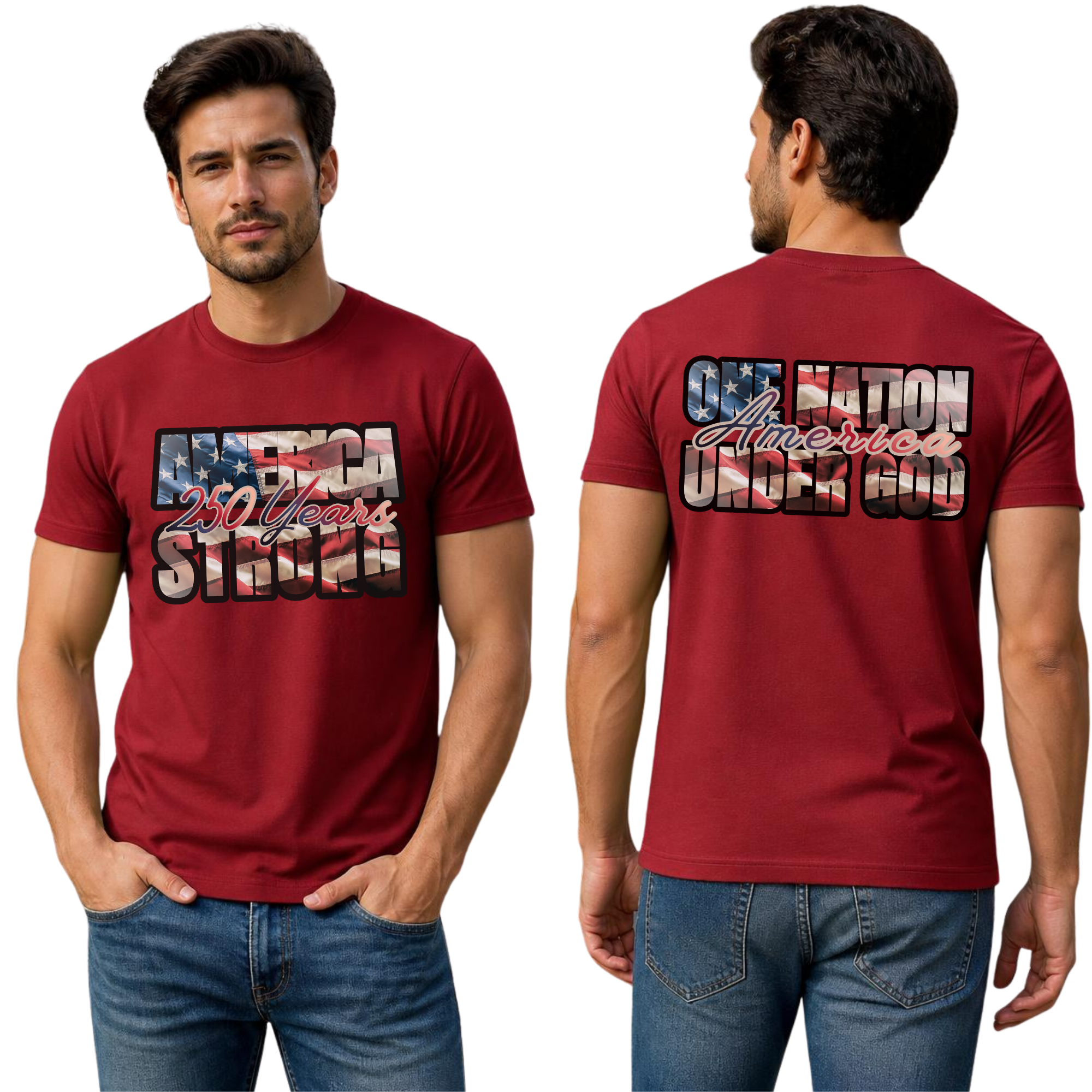 America 250 Years Strong T-Shirt — Patriotic USA Flag Anniversary Tee