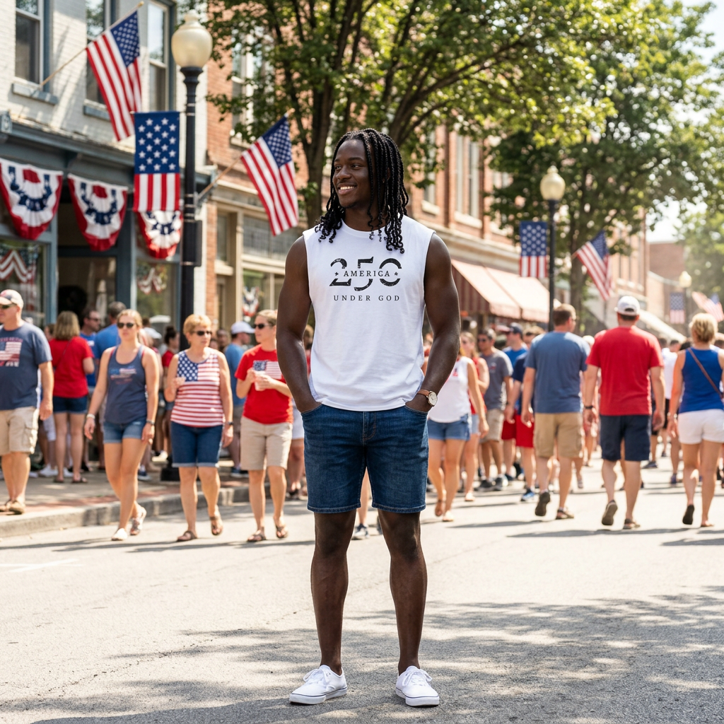 America 250 "Under God" Patriotic Muscle Tank