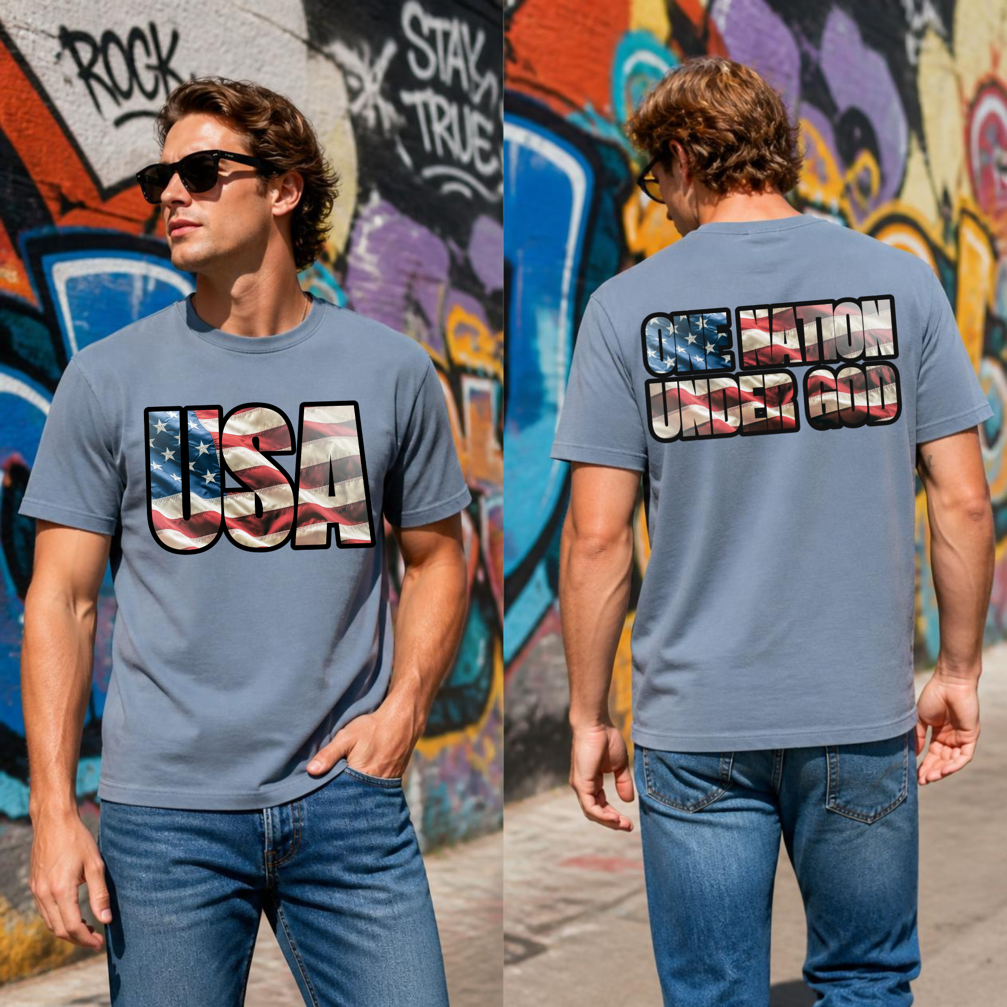 One Nation Under God Patriotic Flag T-Shirt