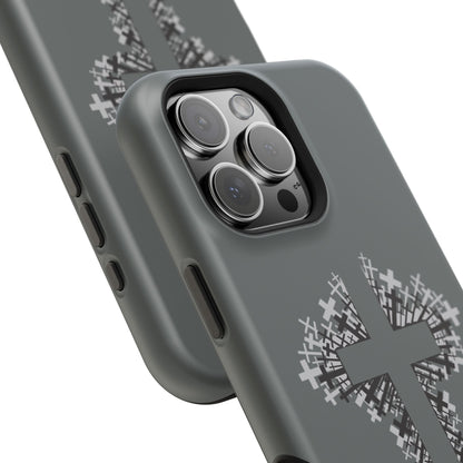 iPhone Case Magnetic Impact Resistant Cross Design Dark Grey