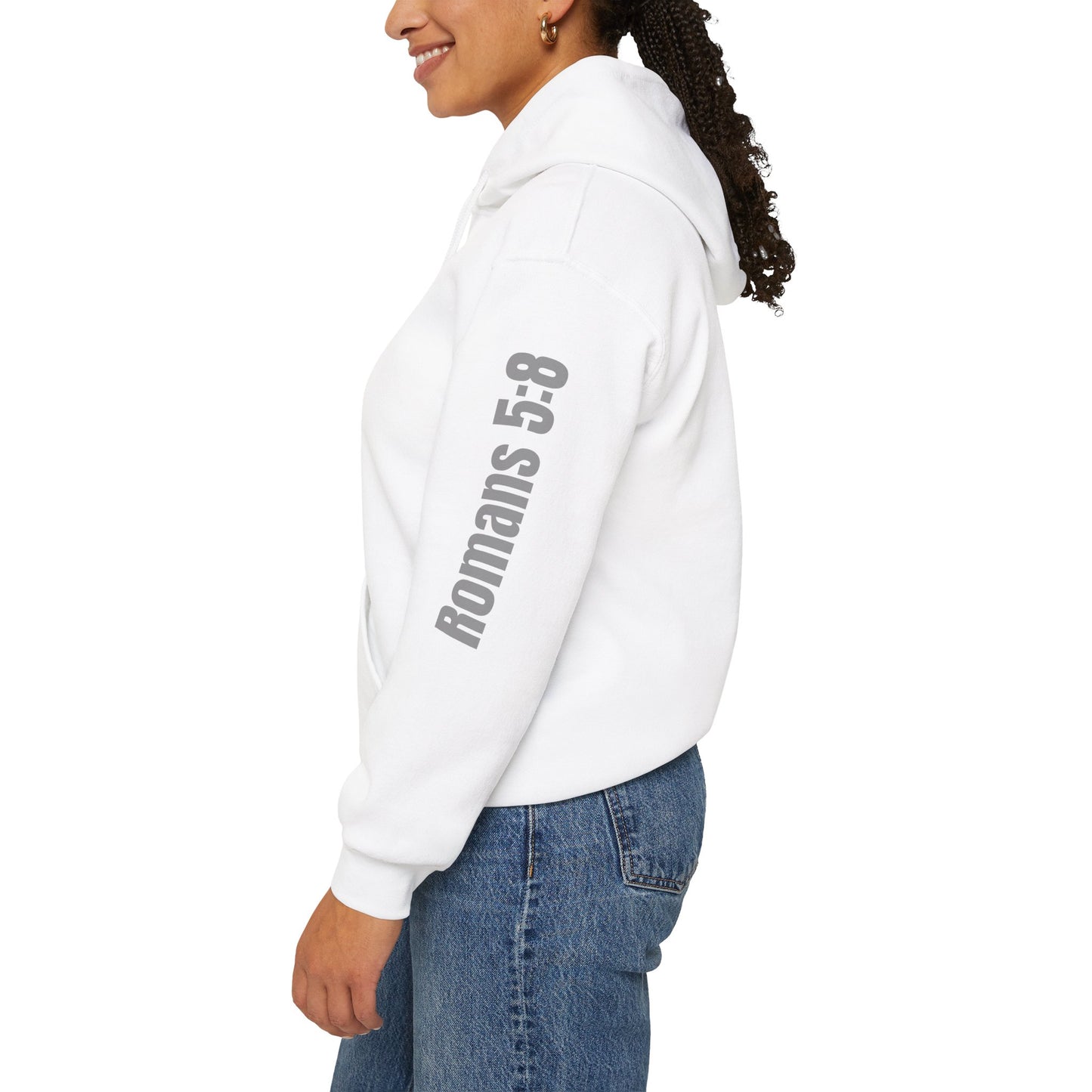 Romans 5:8 Christian Scripture Hoodie