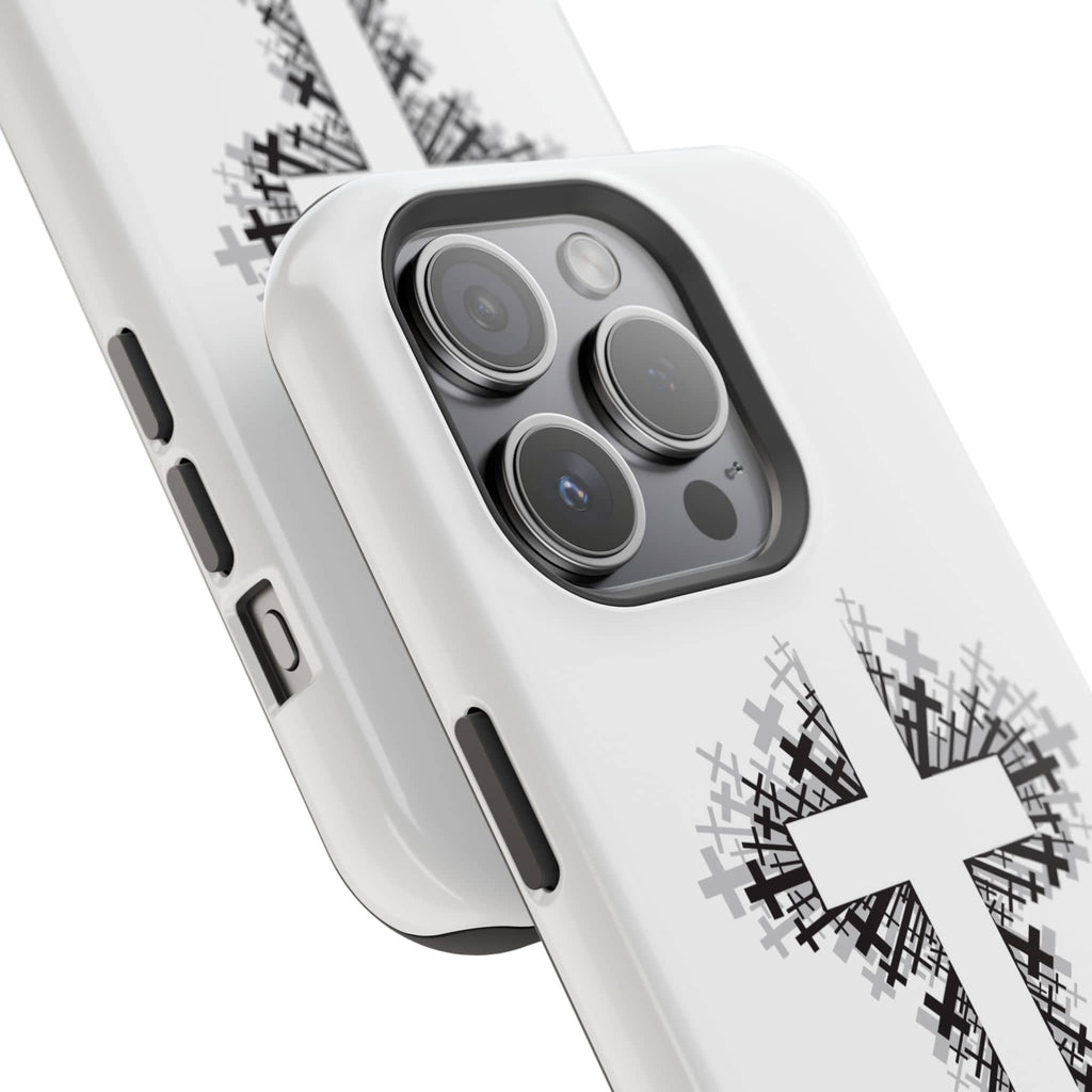 Cross Design Magnetic Impact Resistant Phone Case White