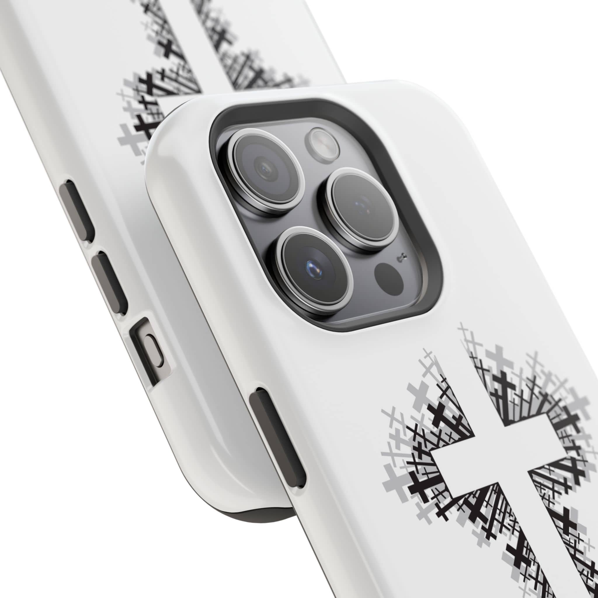 Cross Design Magnetic Impact Resistant Phone Case White