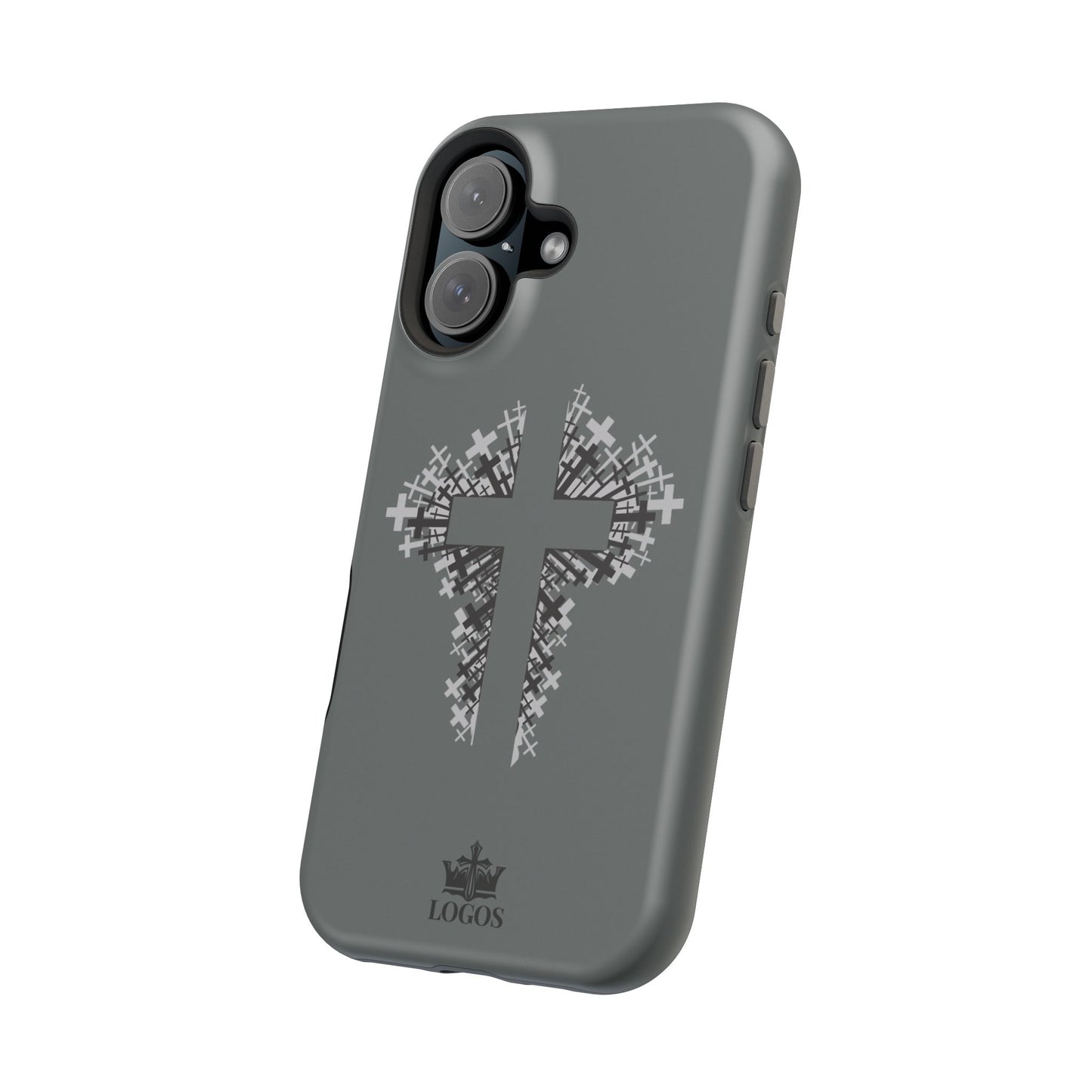 iPhone Case Magnetic Impact Resistant Cross Design Dark Grey