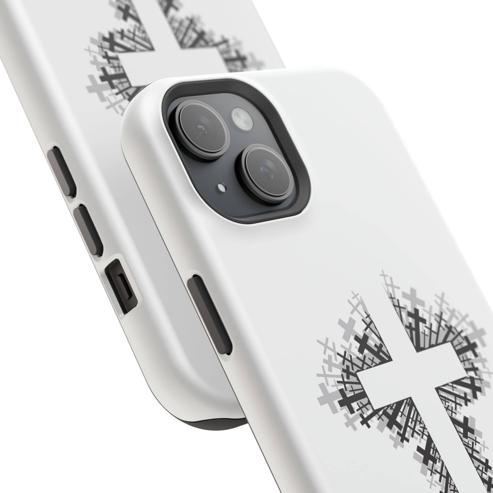 Cross Design Magnetic Impact Resistant Phone Case White