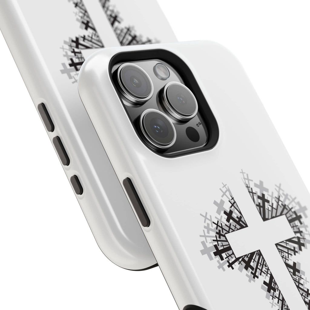 Cross Design Magnetic Impact Resistant Phone Case White