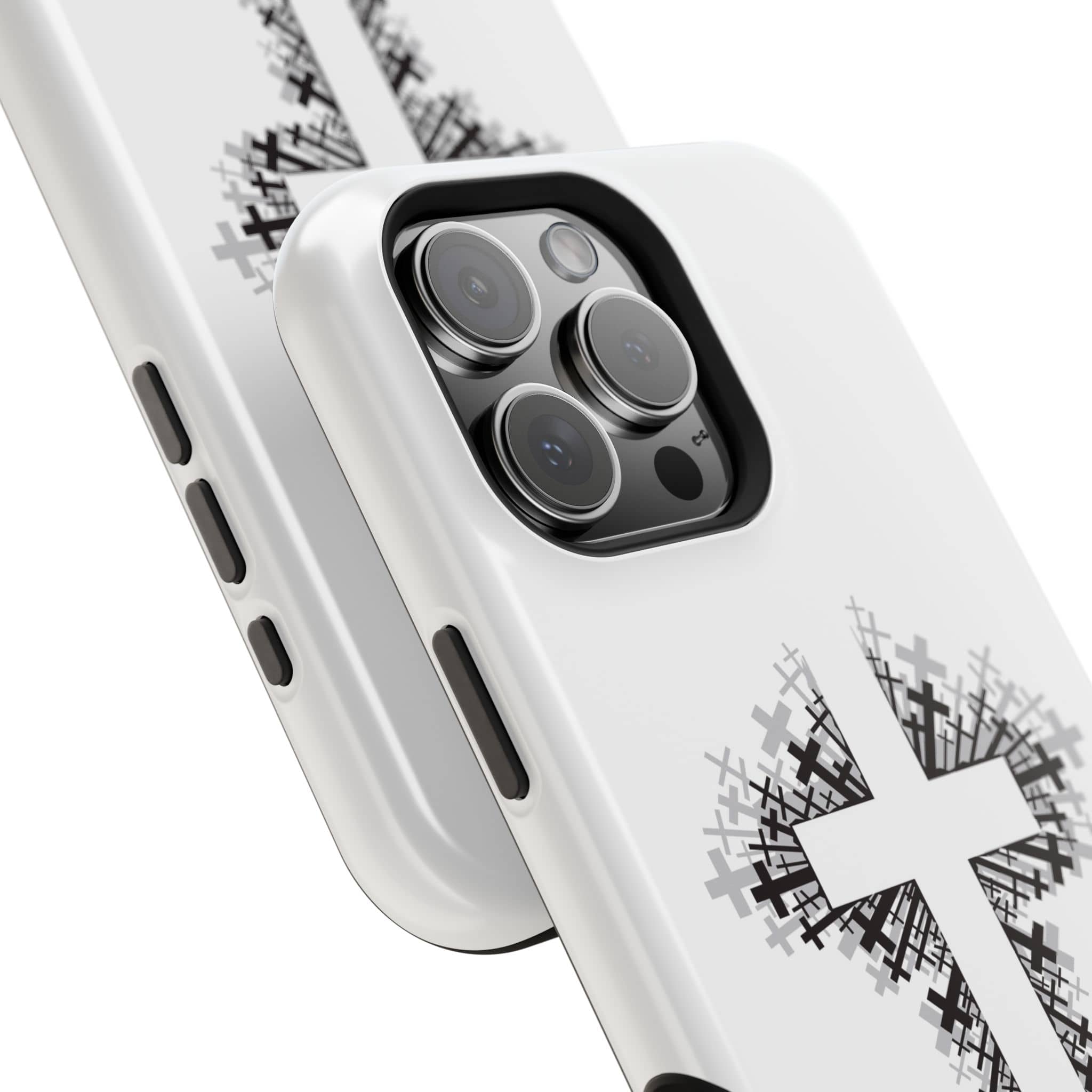 Cross Design Magnetic Impact Resistant Phone Case White