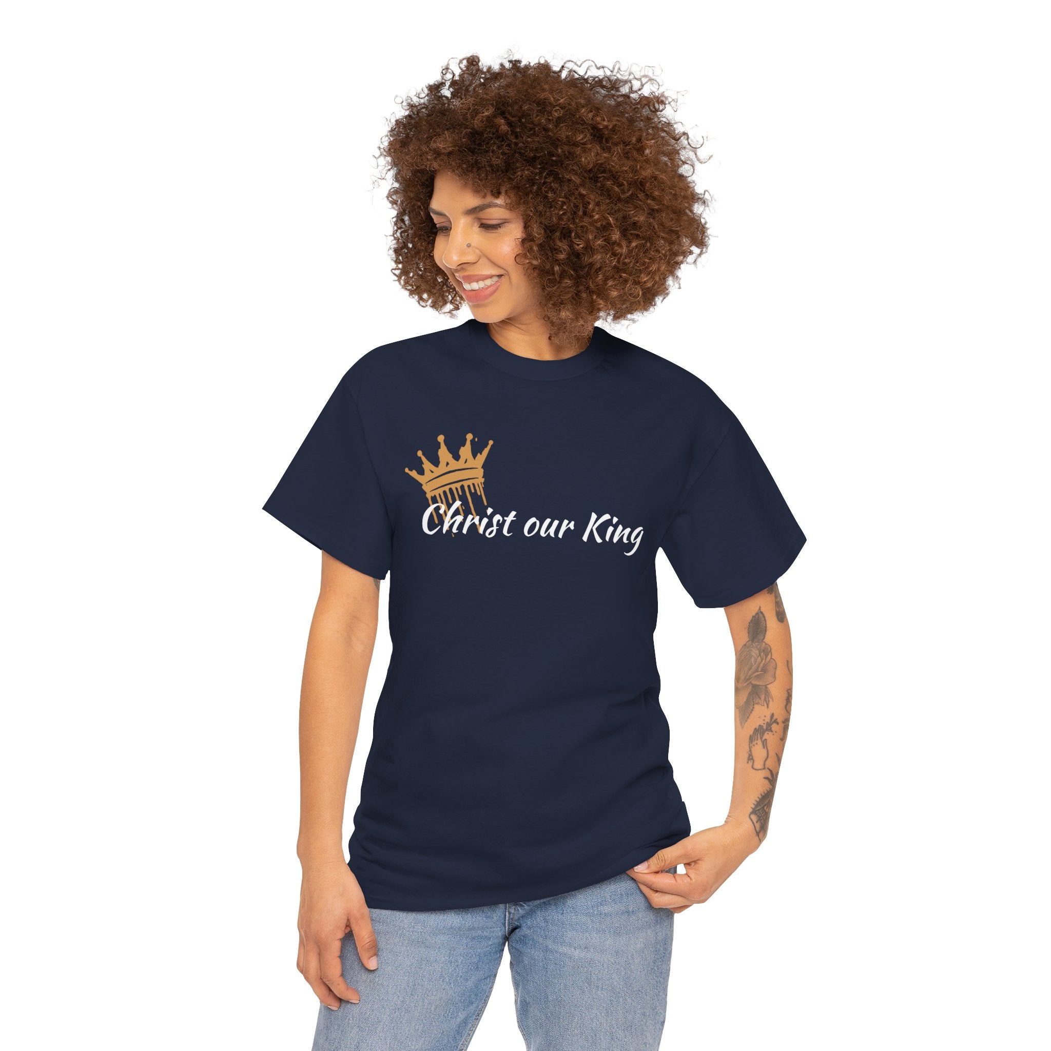 "Christ Our King" Matthew 28:18 Heavy Cotton Shirt
