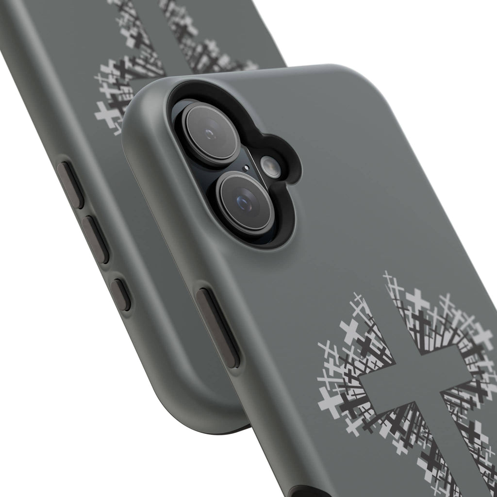 iPhone Case Magnetic Impact Resistant Cross Design Dark Grey