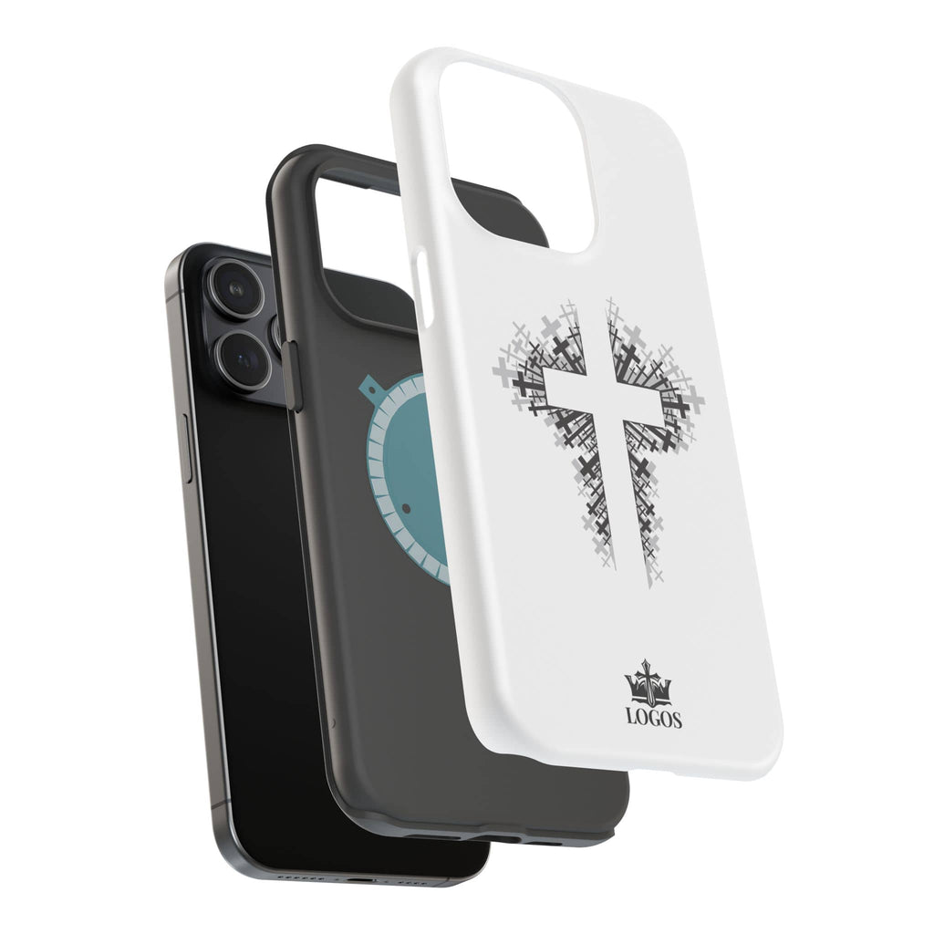 Cross Design Magnetic Impact Resistant Phone Case White