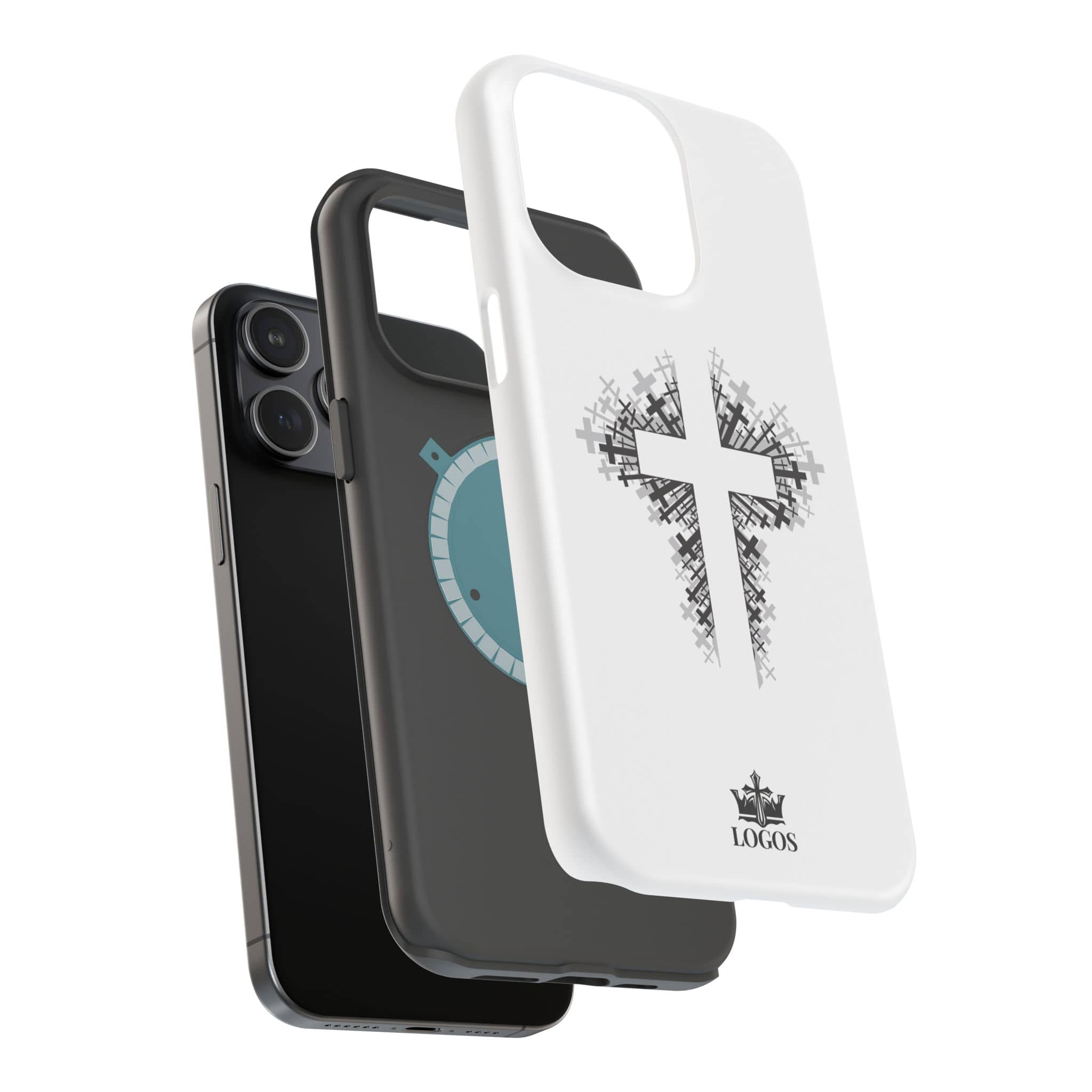 Cross Design Magnetic Impact Resistant Phone Case White