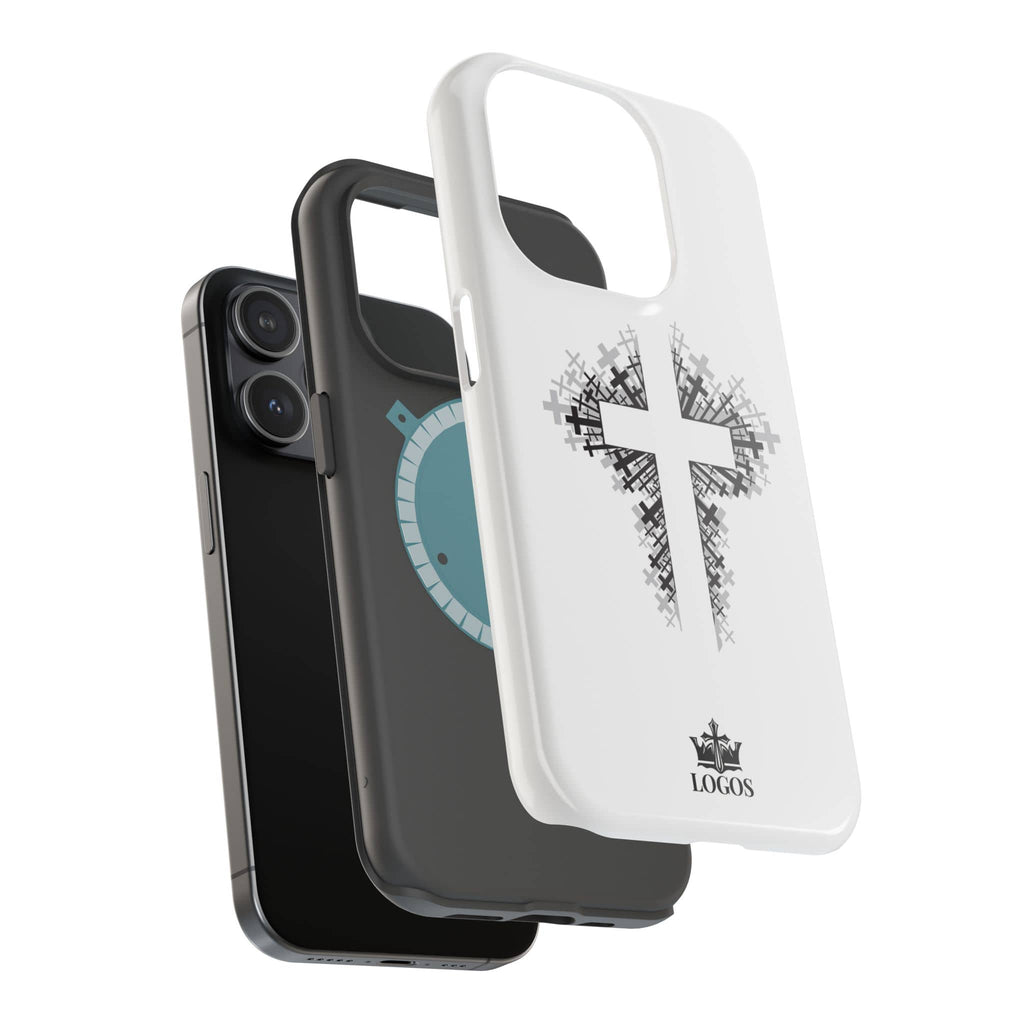 Cross Design Magnetic Impact Resistant Phone Case White