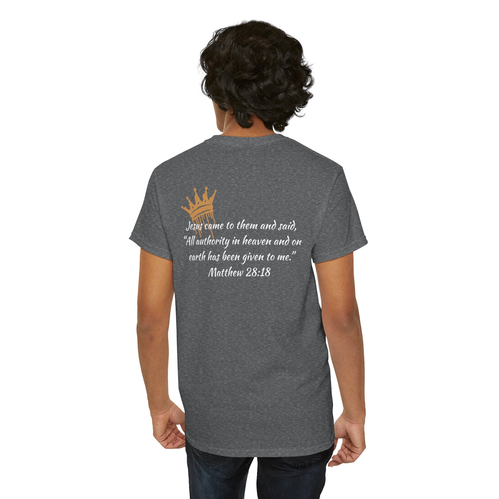 "Christ Our King" Matthew 28:18 Heavy Cotton Shirt
