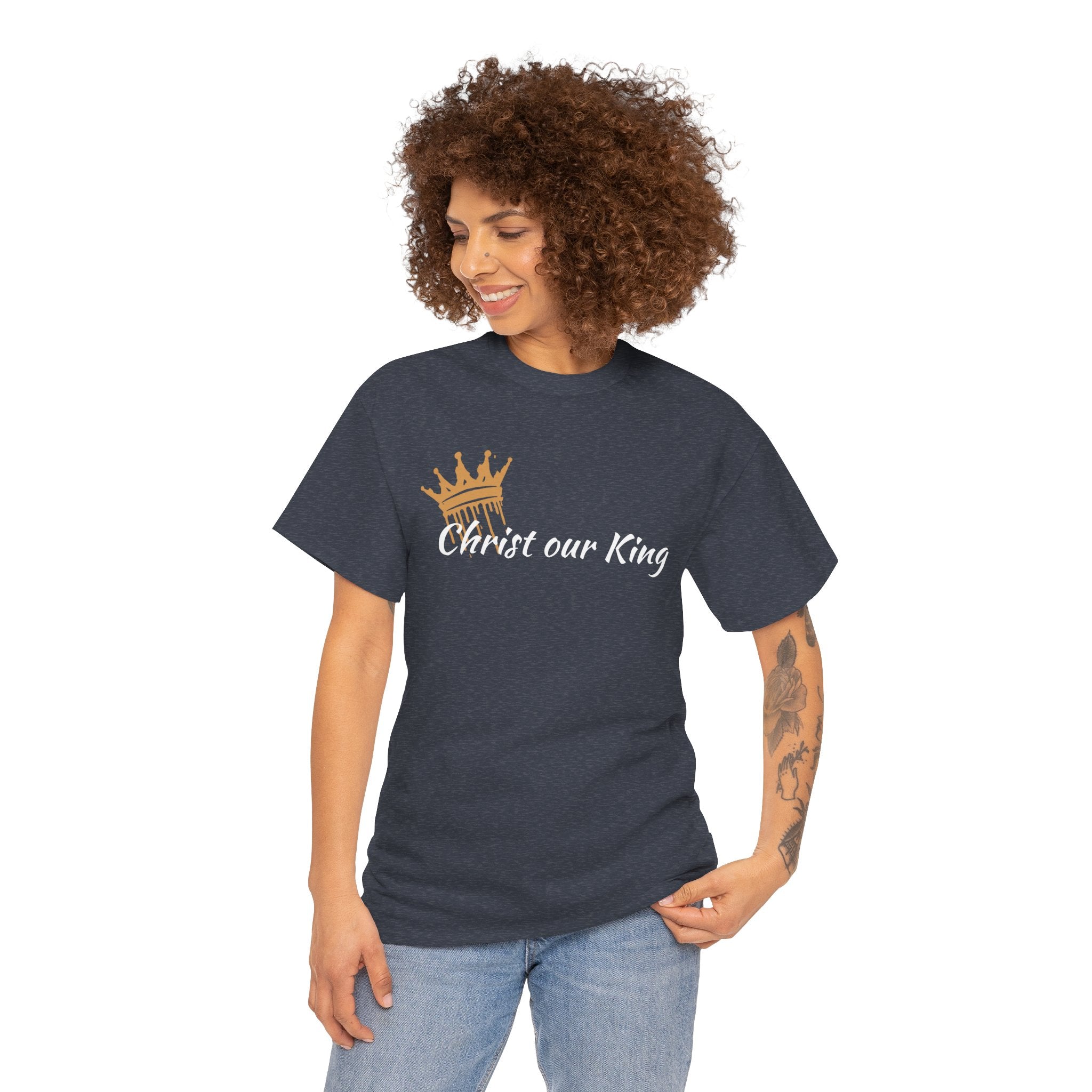 "Christ Our King" Matthew 28:18 Heavy Cotton Shirt