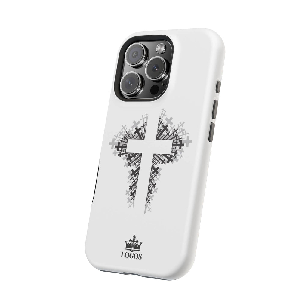 Cross Design Magnetic Impact Resistant Phone Case White