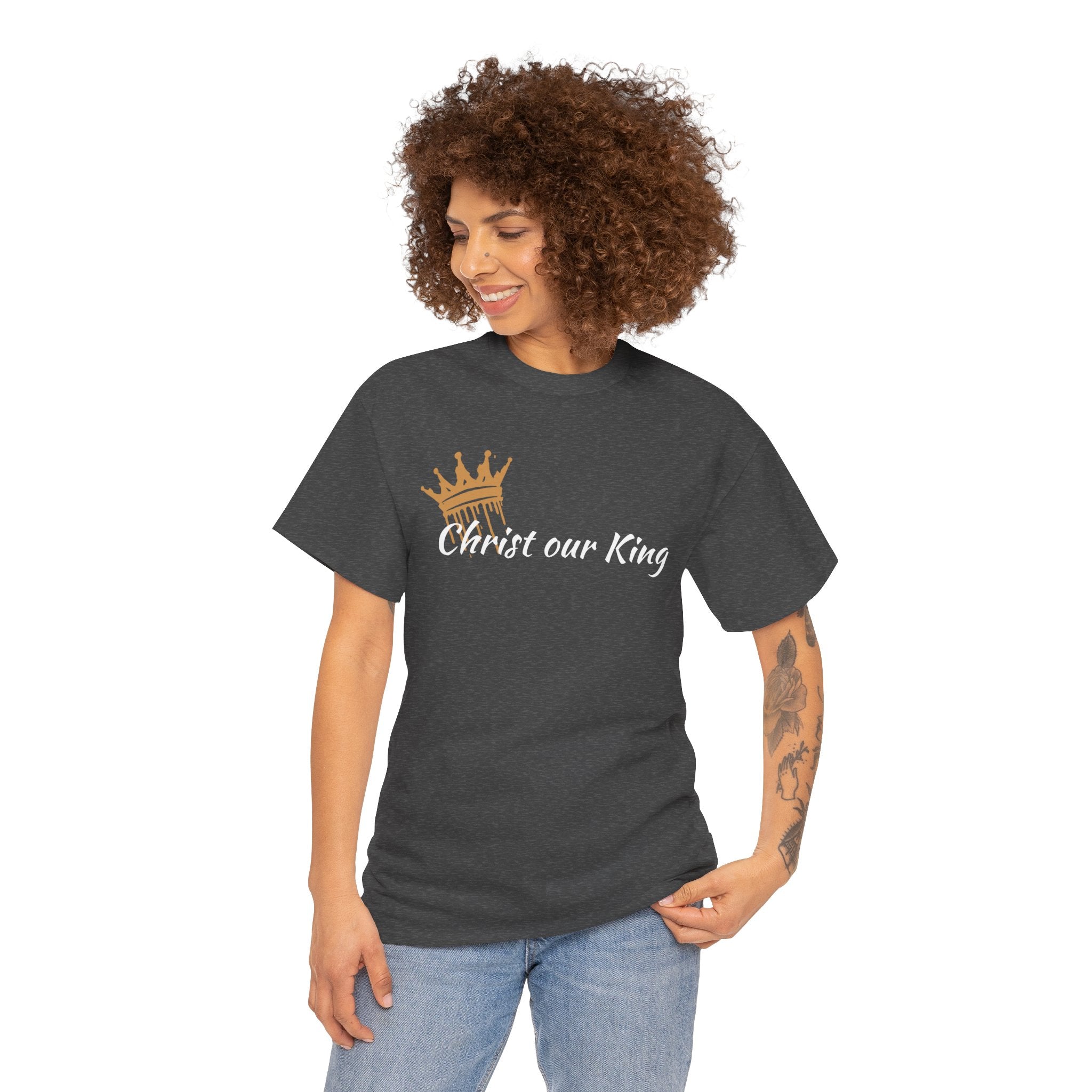 "Christ Our King" Matthew 28:18 Heavy Cotton Shirt