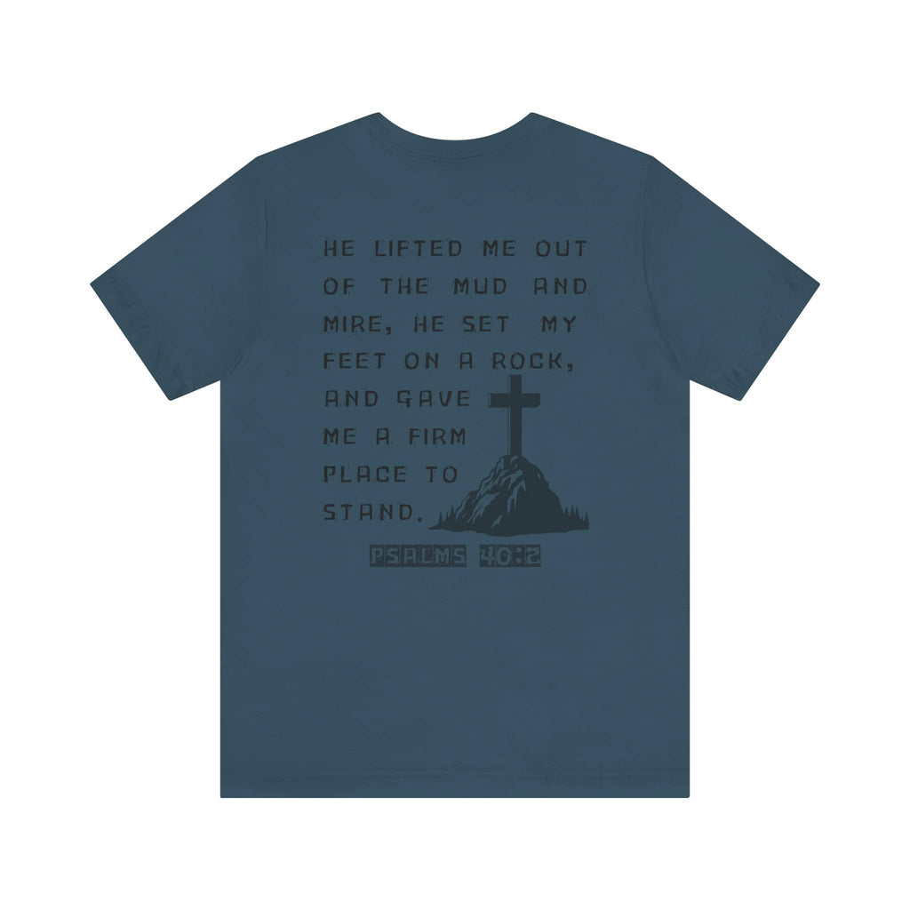 Rescued - Christian Graphic T-Shirt With Bible Verse Psalms 40:2