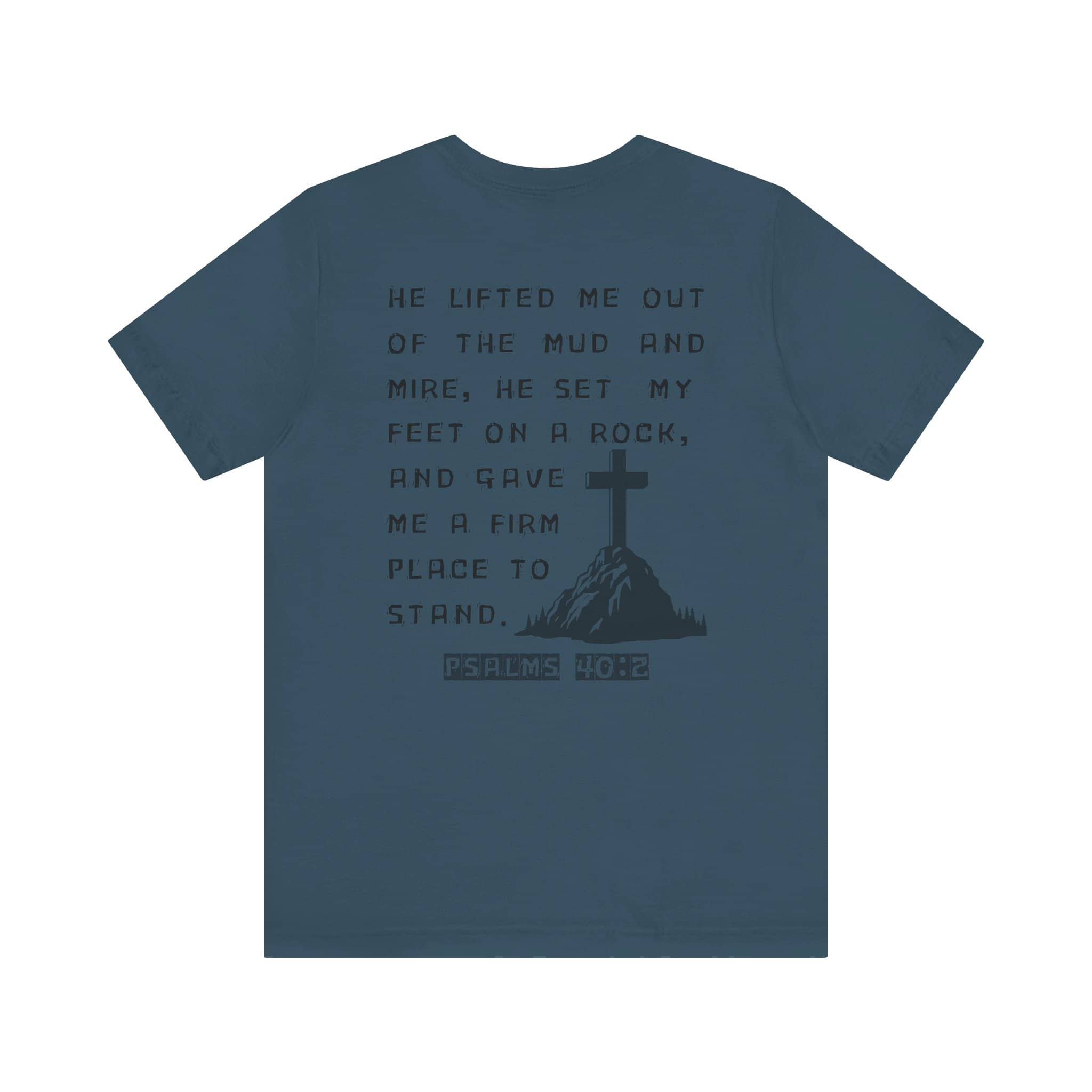 Rescued - Christian Graphic T-Shirt With Bible Verse Psalms 40:2