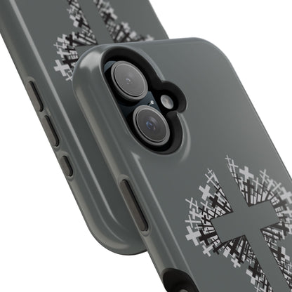 iPhone Case Magnetic Impact Resistant Cross Design Dark Grey