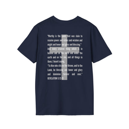 Lamb Of God - Christian Scripture T-Shirt - Revelation 5:12-13 & John 1:29