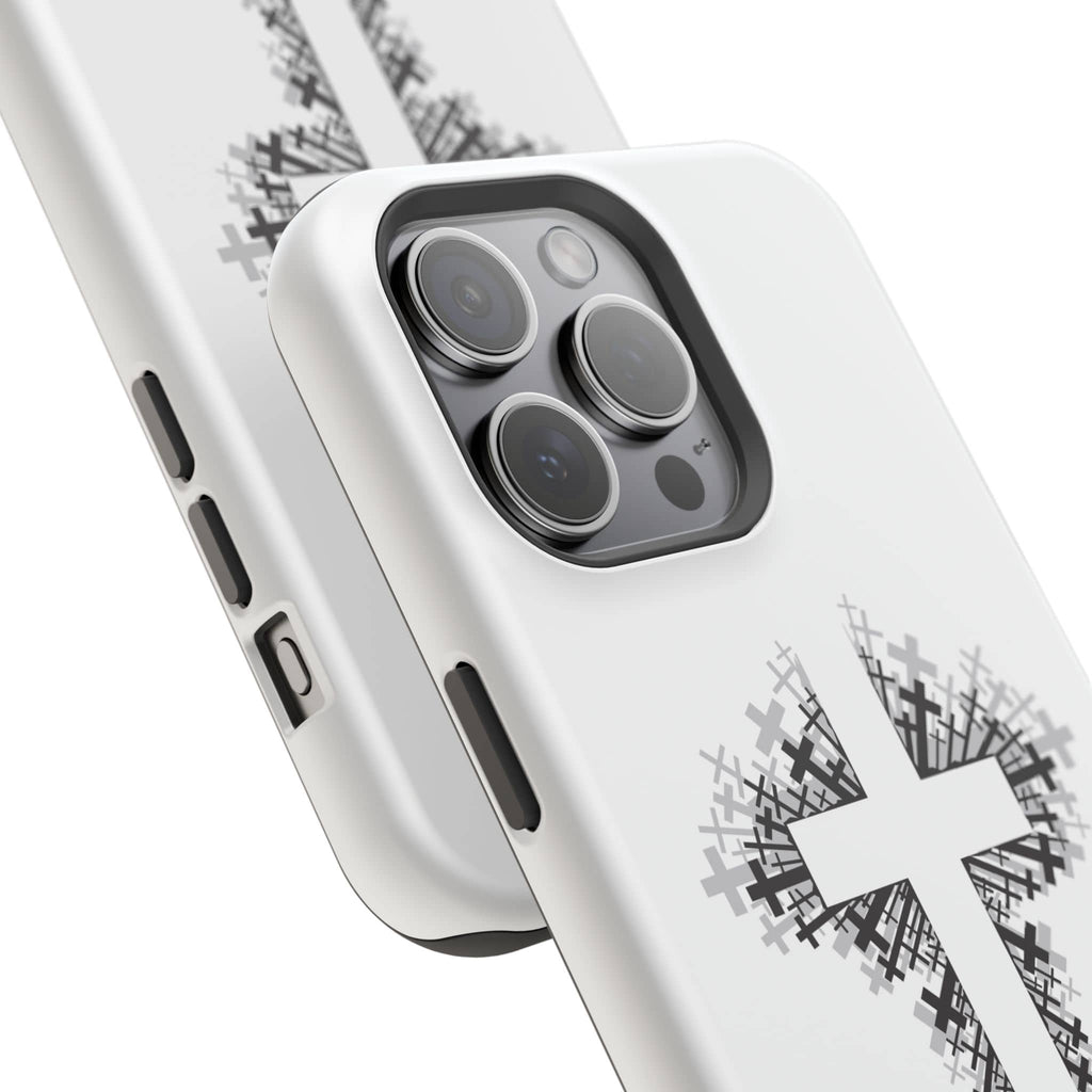 Cross Design Magnetic Impact Resistant Phone Case White