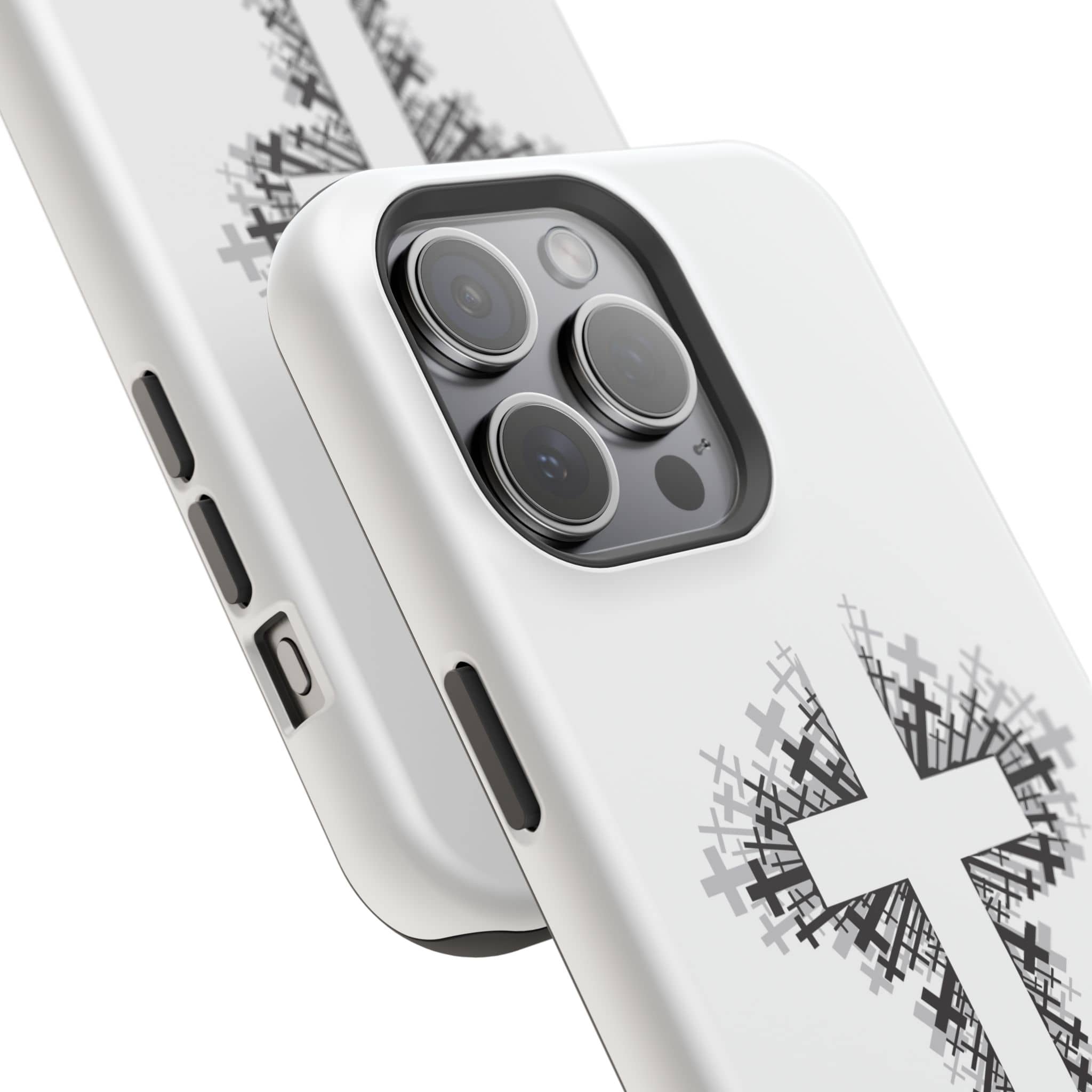 Cross Design Magnetic Impact Resistant Phone Case White