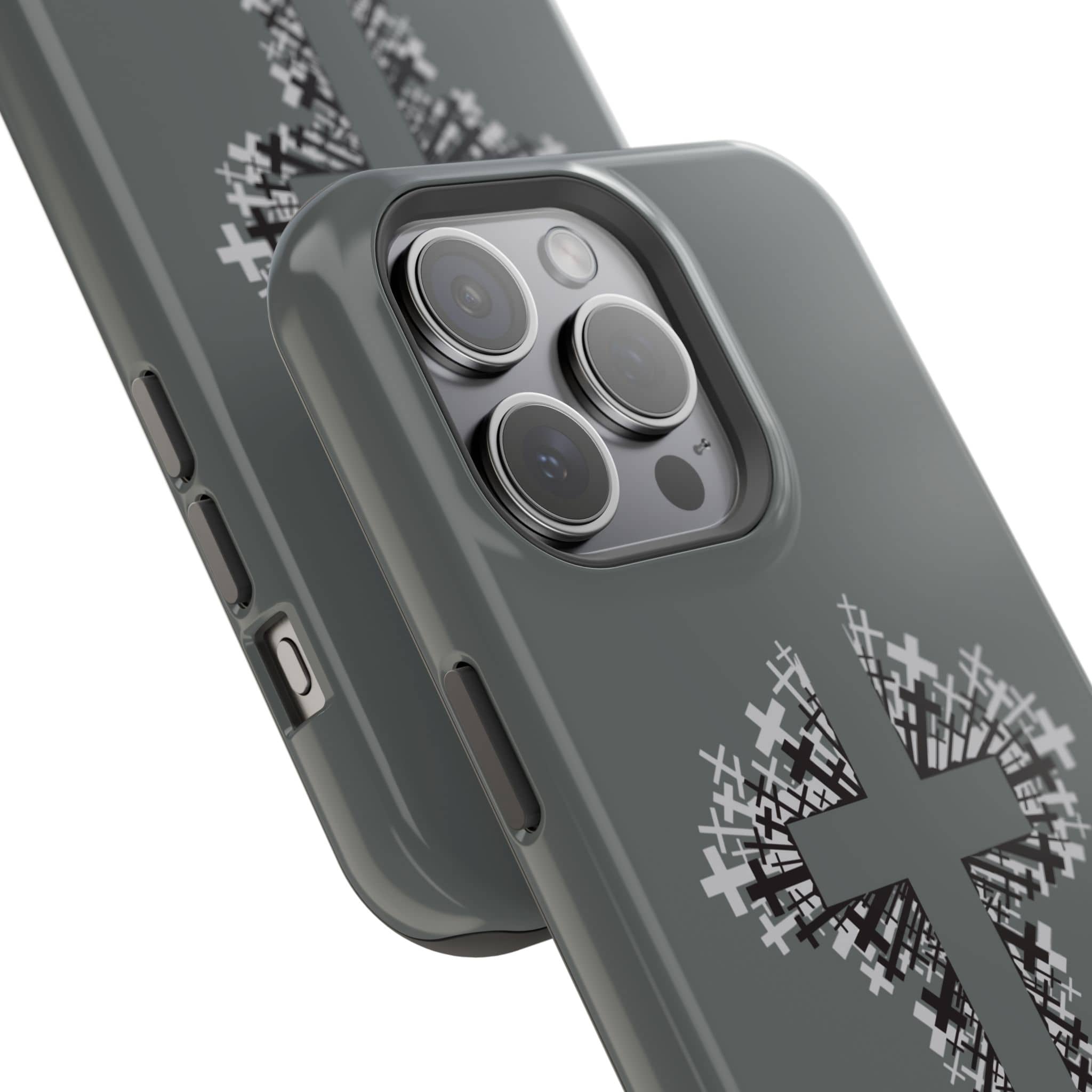 iPhone Case Magnetic Impact Resistant Cross Design Dark Grey