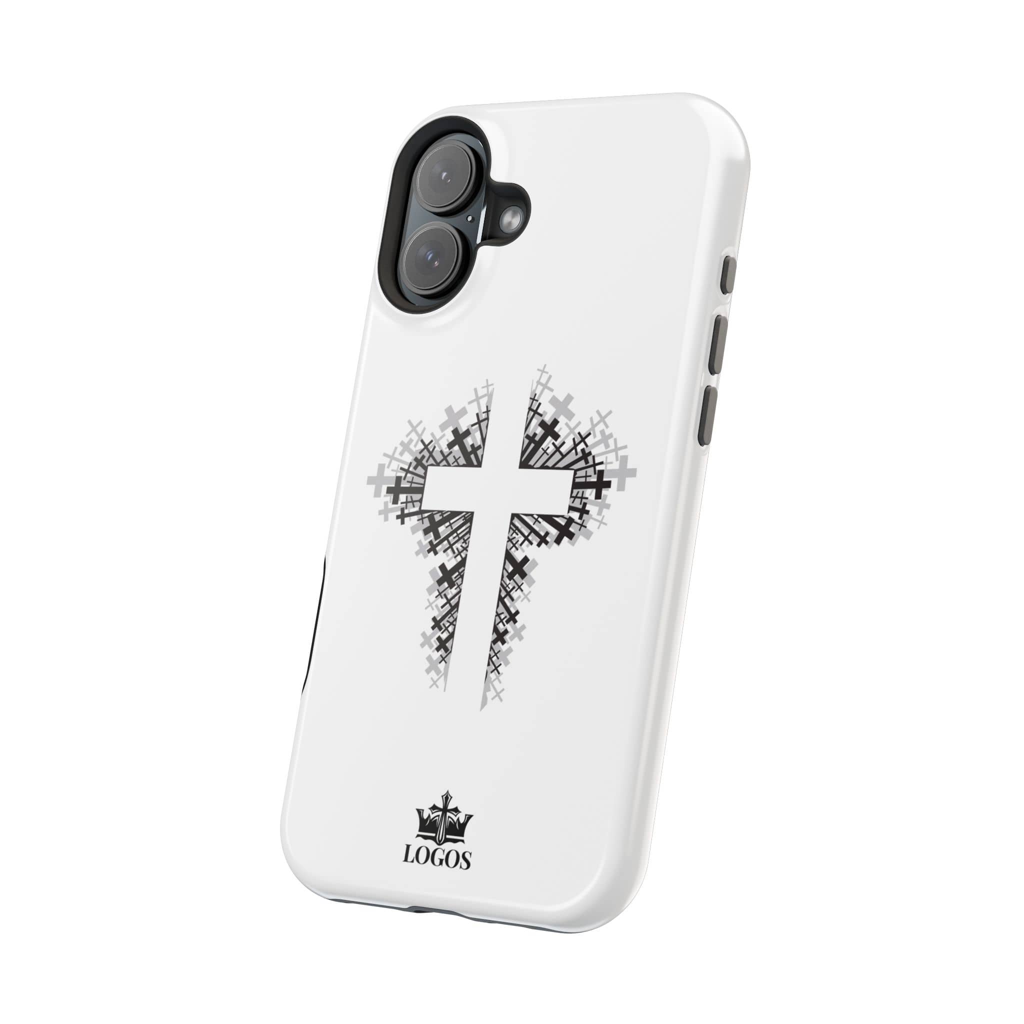 Cross Design Magnetic Impact Resistant Phone Case White