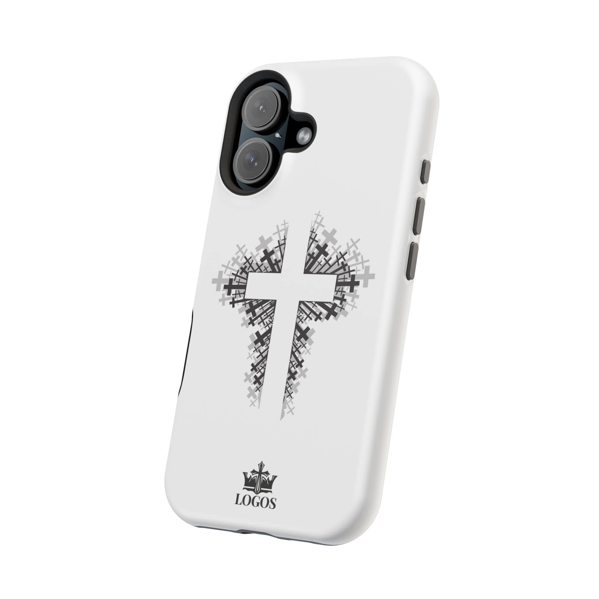 Cross Design Magnetic Impact Resistant Phone Case White