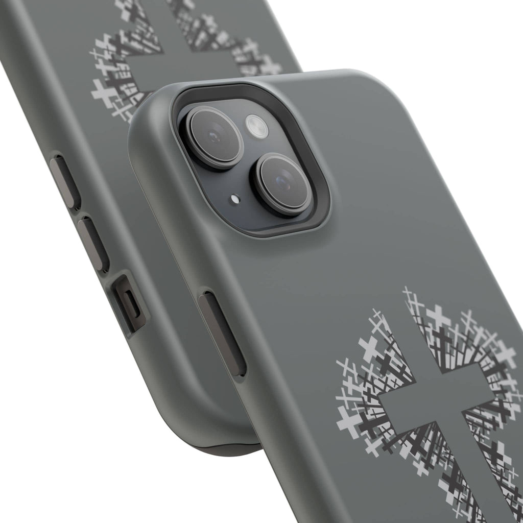 iPhone Case Magnetic Impact Resistant Cross Design Dark Grey