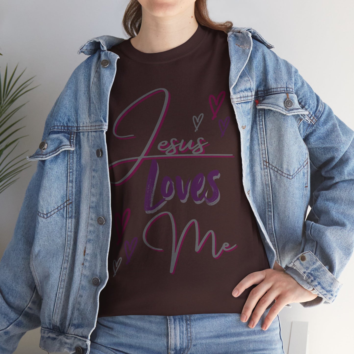 "Jesus Loves Me" (Dark Fabric Design) Women's Cotton Tee